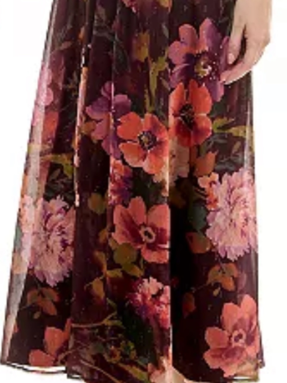Taylor Chiffon Floral V-Neck Sleeveless Midi Dress in Burgundy/Violet Size 10 - Picture 6 of 9